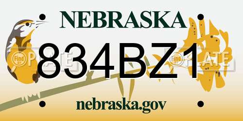 834BZ1 Nebraska License Plate