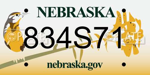 834S71 Nebraska License Plate