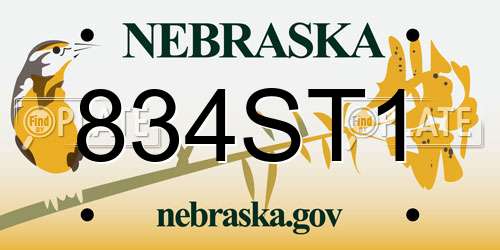 834ST1 Nebraska License Plate