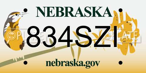 834SZI Nebraska License Plate