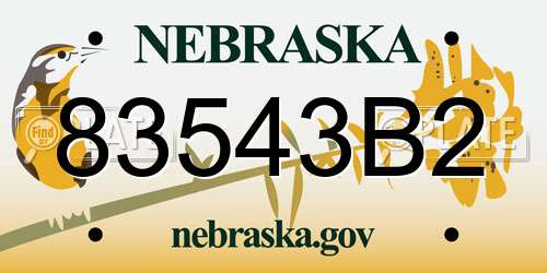 83543B2 Nebraska License Plate