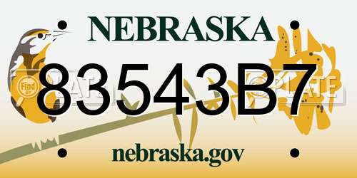 83543B7 Nebraska License Plate