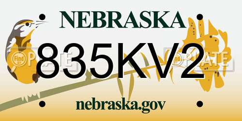 835KV2 Nebraska License Plate