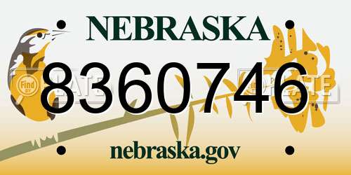 8360746 Nebraska License Plate