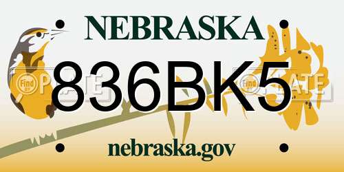 836BK5 Nebraska License Plate