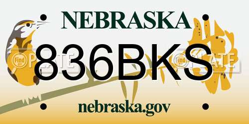 836BKS Nebraska License Plate