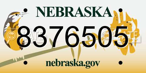 8376505 Nebraska License Plate