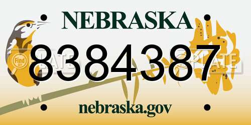 8384387 Nebraska License Plate