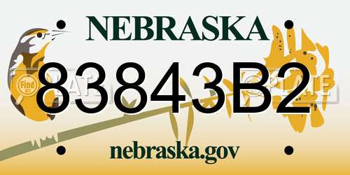 83843B2 Nebraska License Plate