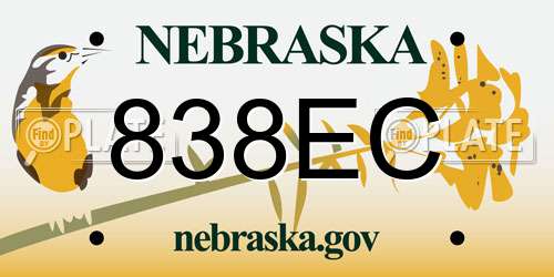 838EC Nebraska License Plate