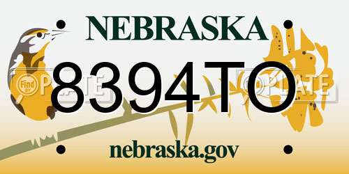 8394TO Nebraska License Plate