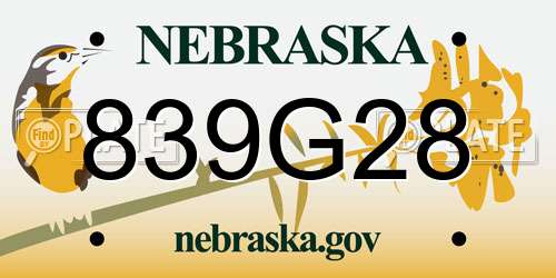 839G28 Nebraska License Plate