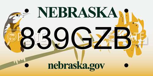 839GZB Nebraska License Plate