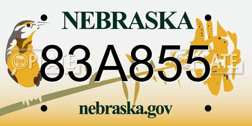 83A855 Nebraska License Plate