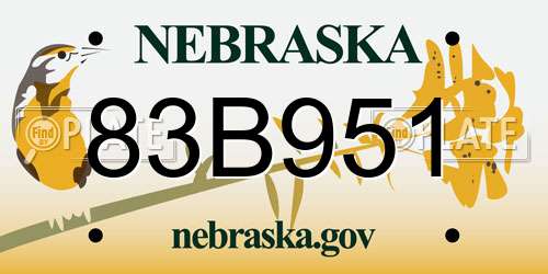 83B951 Nebraska License Plate