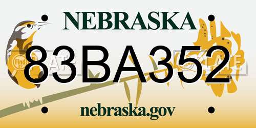 83BA352 Nebraska License Plate