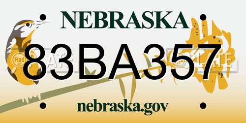 83BA357 Nebraska License Plate