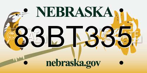 83BT335 Nebraska License Plate