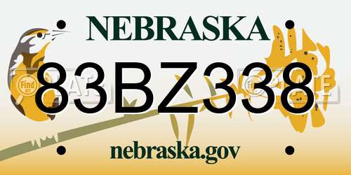 83BZ338 Nebraska License Plate