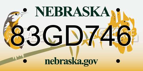 83GD746 Nebraska License Plate