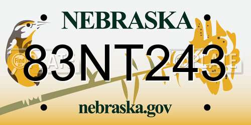 83NT243 Nebraska License Plate