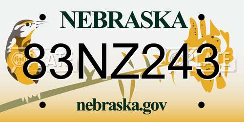 83NZ243 Nebraska License Plate