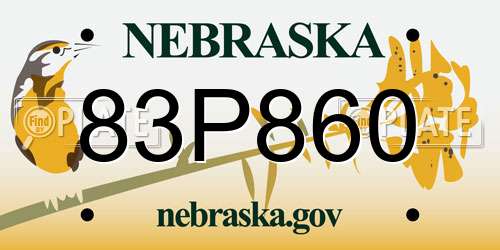 83P860 Nebraska License Plate