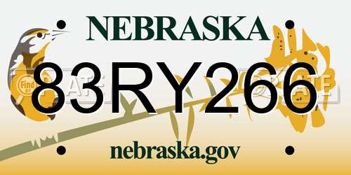 83RY266 Nebraska License Plate