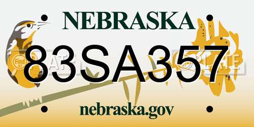83SA357 Nebraska License Plate