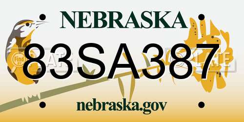 83SA387 Nebraska License Plate