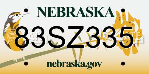 83SZ335 Nebraska License Plate