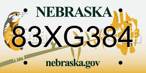 83XG384 Nebraska License Plate