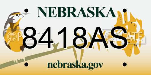 8418AS Nebraska License Plate