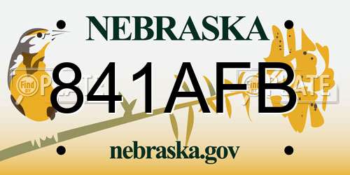 841AFB Nebraska License Plate