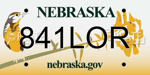 841LOR Nebraska License Plate