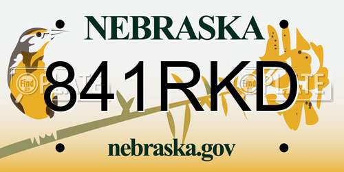 841RKD Nebraska License Plate