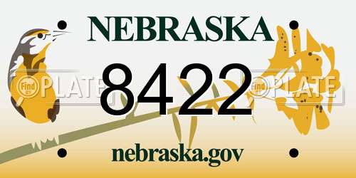 8422 Nebraska License Plate