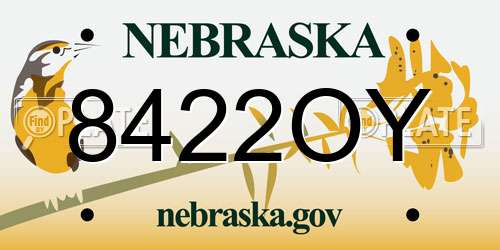 8422OY Nebraska License Plate