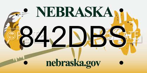 842DBS Nebraska License Plate