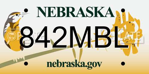842MBL Nebraska License Plate