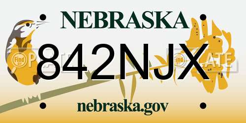 842NJX Nebraska License Plate