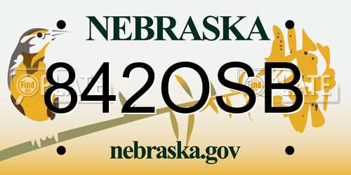 842OSB Nebraska License Plate