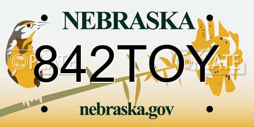 842TOY Nebraska License Plate