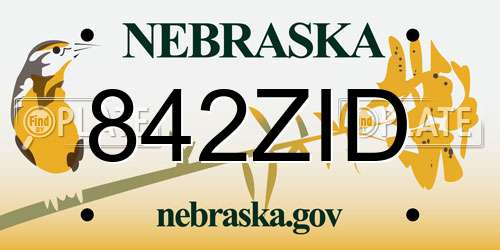 842ZID Nebraska License Plate