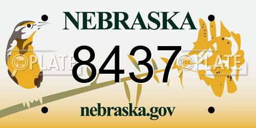 8437 Nebraska License Plate