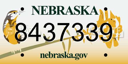 8437339 Nebraska License Plate