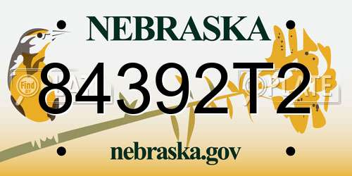 84392T2 Nebraska License Plate