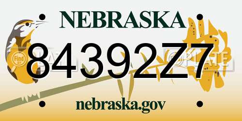 84392Z7 Nebraska License Plate