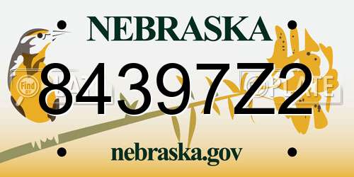 84397Z2 Nebraska License Plate