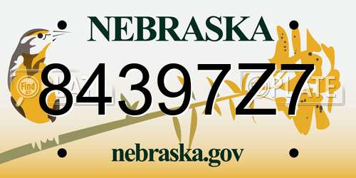 84397Z7 Nebraska License Plate